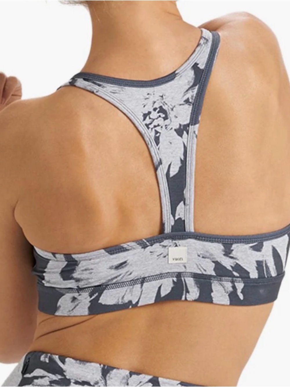 Vuori🔥Bella Yoga Sports Bra Gray Floral Racerback XS